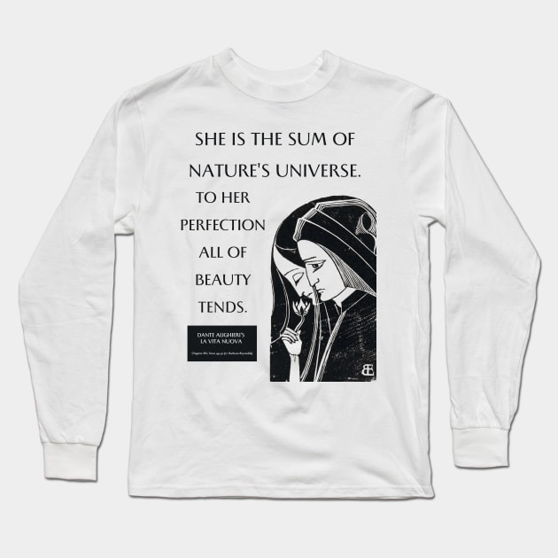 Dante Alighieri's La Vita Nuova Love Quote Long Sleeve T-Shirt by The Verse Collection